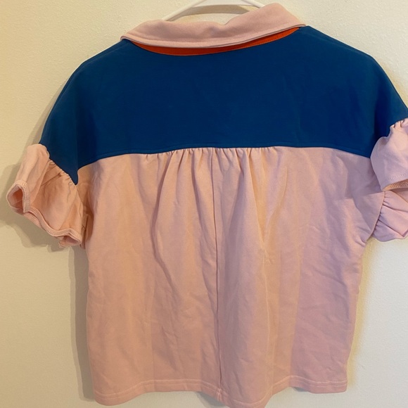 Voy Color Block French Terry Ruffle Top size large - Picture 4 of 10